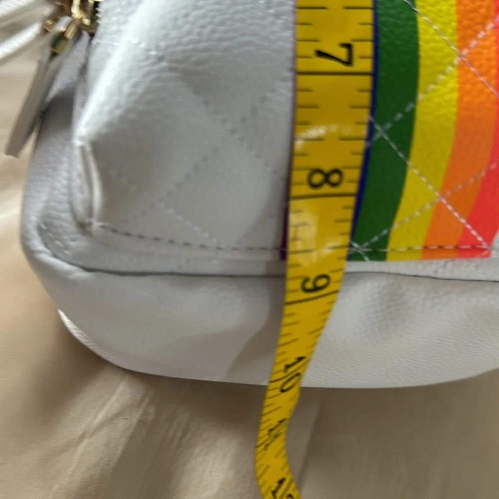 backpack purse 2 zippered compartments detachable coin purse NWT rainbow decor
